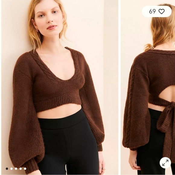 For love and lemons cropped brown sweater small - Picture 1 of 2